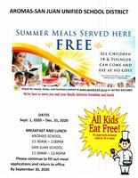 FREE BREAKFAST AND LUNCH TO ALL CHILDREN IN AROMAS DURING DISTANCE LEARNING