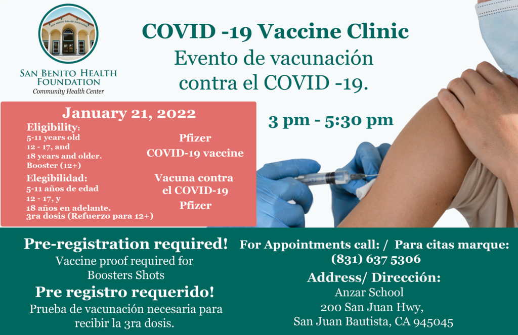 COVID-19 Vaccine Clinic / Clínica de vacunas contra el COVID-19