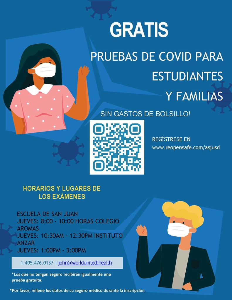 FREE COVID TESTING / PRUEBAS GRATUITAS DE COVID