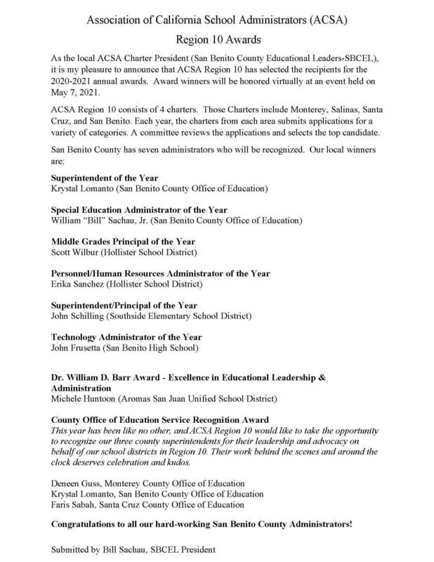 ACSA Press Release-Region 10 Awards