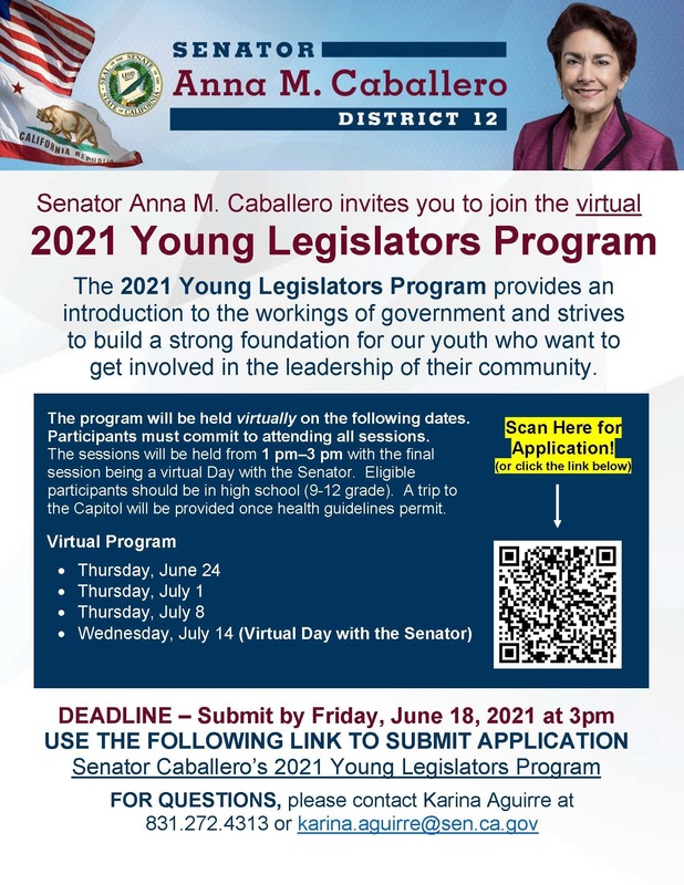 2021 Young Legislators Program for High School Students
